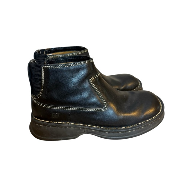 Born Black Leather Square Toe Chelsea Ankle Boots - Picture 1 of 7